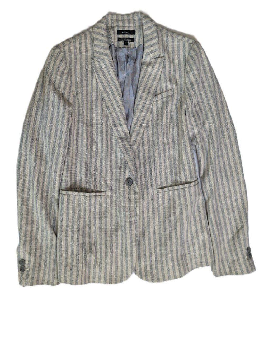 RW&CO Blazer for Women Striped Notch Lapel Blazer - Gray & White Size 6 - Picture 5 of 5